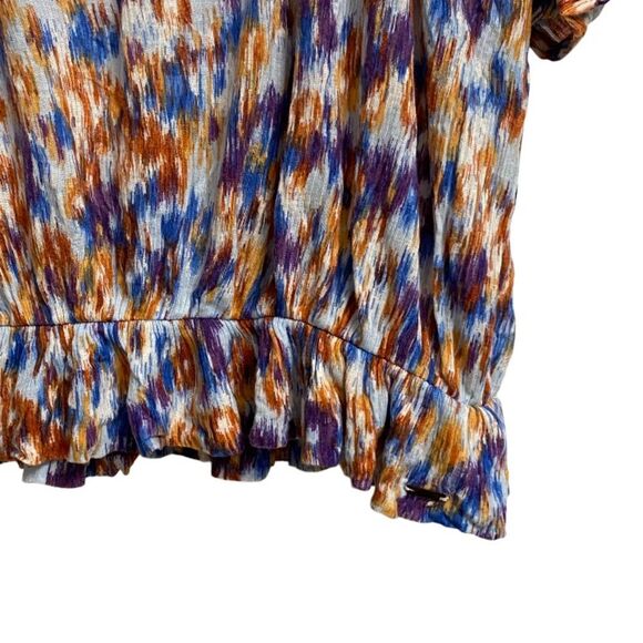 Guess Women's Cold Shoulder Top Size S Ruffle Elastic Waist Tie Neck Y2K Artsy - Picture 8 of 14